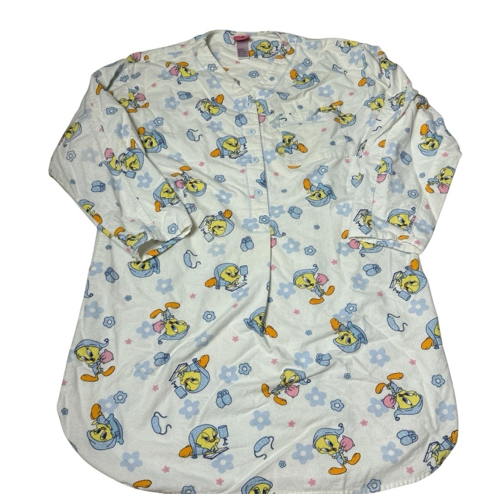 Warner Bros. Tweety Bird White, Yellow & Blue Long Sleeve Nightgown
